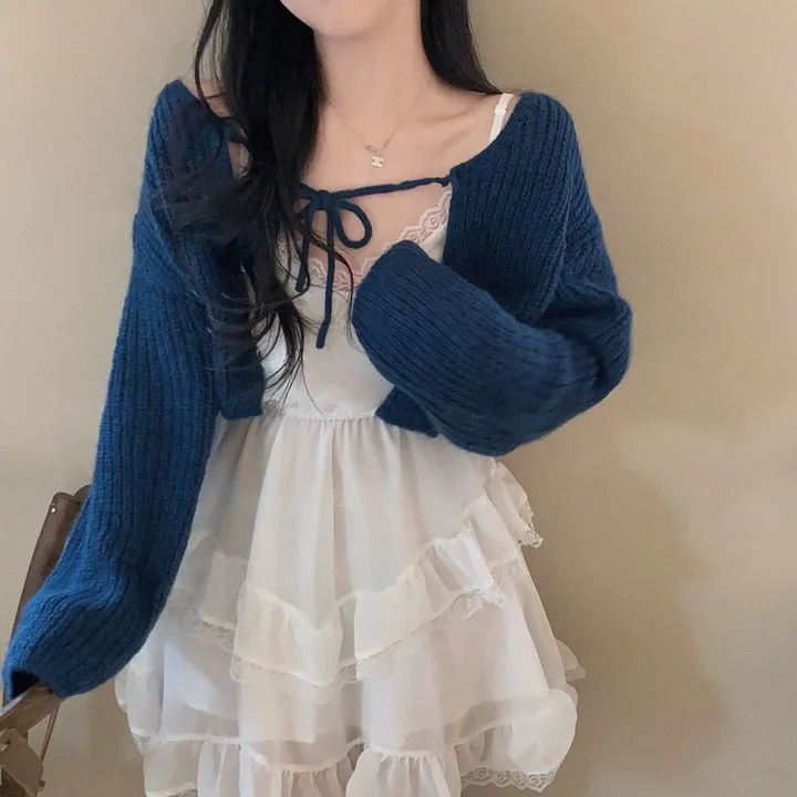 [흘러내림X]퓨어 울 모헤어 리본 볼레로 크롭 가디건 - 4color 상세 이미지 13