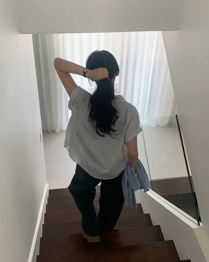 [빈티지🤍/여름셔츠] 샌드 스트라이프 루즈핏 롤업 반팔셔츠,남방 - 3color 상세 이미지 20