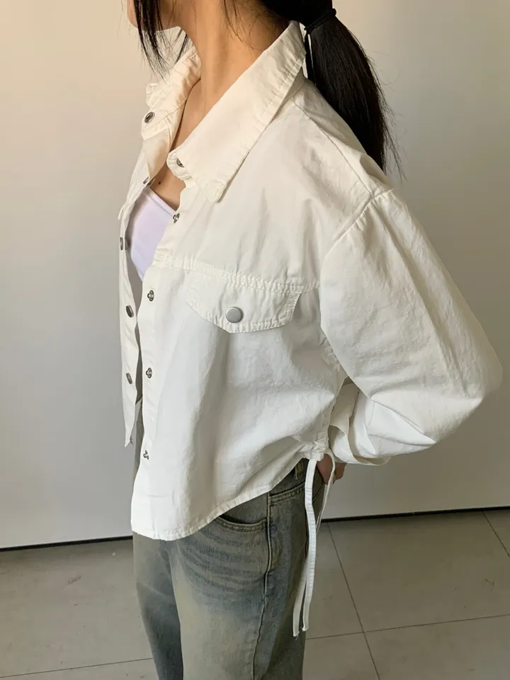 버튼 사이드 셔링 스트링 셔츠 자켓 상세 이미지 12