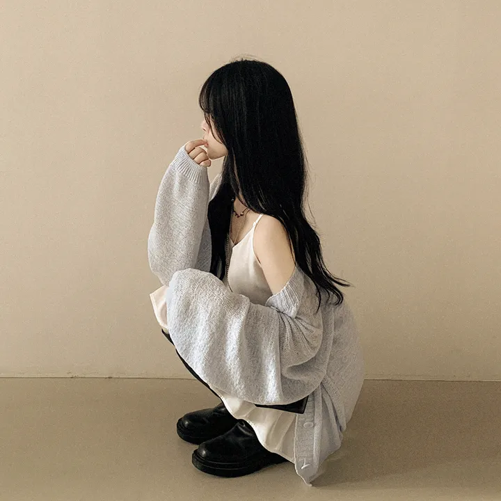 [햇빛차단☀️/왕오버핏!] 보호본능 왕박시 브이넥 여름 벌룬 가디건 빅사이즈 체형커버 살안타템 여행룩 상세 이미지 26