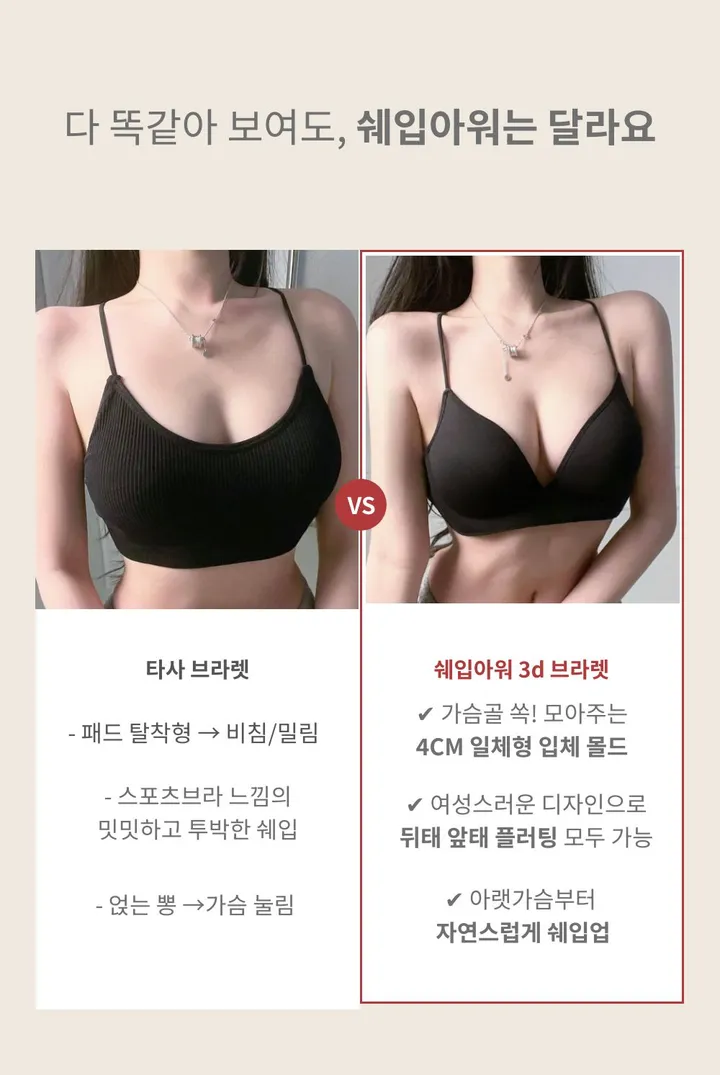 [ 유사상품주의❤️‍🔥] 인생 3d 홀터넥 볼륨 브라렛 노와이어브라 브라 브래지어 속옷 옆볼륨  심리스브라 상세 이미지 21