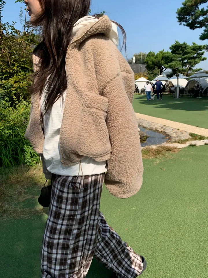 쿠크 하이넥 크롭 양털 점퍼 (4c) 상세 이미지 7