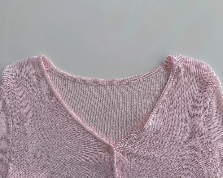 [여름까지🩵/핏강추] 르비 시스루 여리핏 세미 크롭 브이넥 긴팔 가디건 5colors 상세 이미지 59