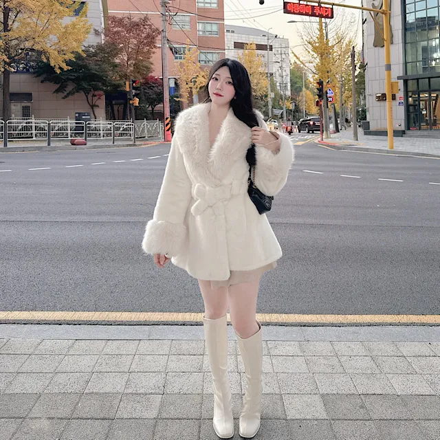 [BEST/최저가] *진짜예뻐요* 밍크 카라 퍼 하프코트 벨트 세트 4color/ 고퀄 실물보장 완전강추 클로징가능 상세 이미지 6