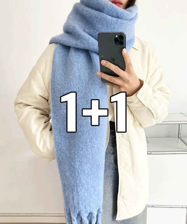 🧣3200명 구매중🧣 울 털 앙고라 겨울 커플 시밀러 여자 남자 두꺼운 쁘띠 캐시미어 빅 체크 머플러 목도리 넥워머