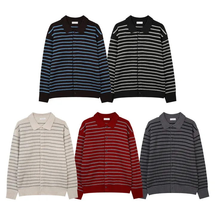 [초기획/주문폭주] 체인 스트라이프 카라 가디건 (5color) 상세 이미지 2