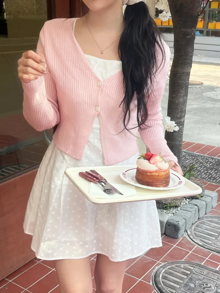 모나 투버튼 골지 크롭 니트 가디건(6colors) 상세 이미지 3