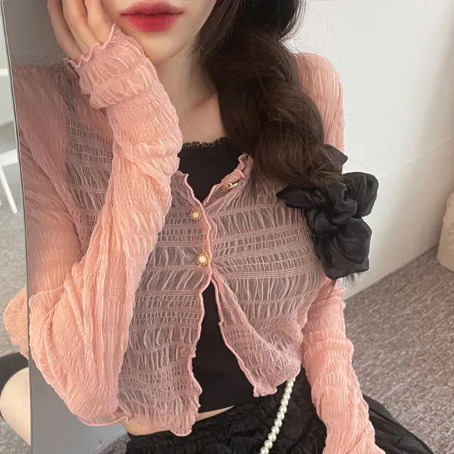 러핀 레이스 시스루 워머 가디건 상세 이미지 7