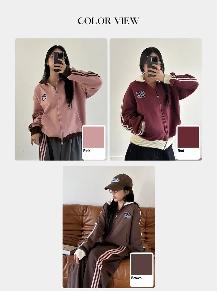 [투웨이/핏보장*] 23 자수 두줄 트랙 배색 집업 - 5color 상세 이미지 2