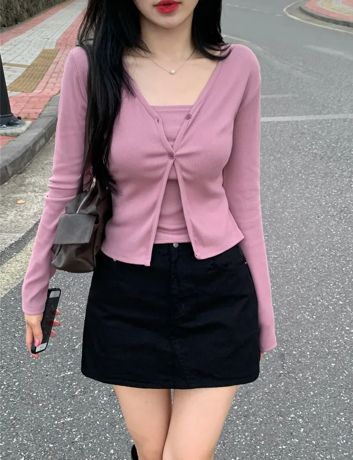 [MADE/3pcs/활용도최고] 비올라 브이넥 탑 가디건set (6color) 상세 이미지 63