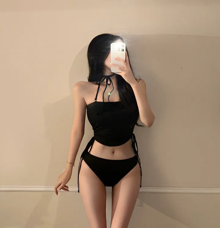 [-3kg보장!!/개미허리/4way] 초커 홀터 꼬임 스트랩 셔링 탑 굴림 섹시 글램 비키니 수영복 리본 비치웨어 휴양지룩 호캉스 바캉스룩 크롭 튜브탑 유니크 힙 청순 슬림핏 상세 이미지 1