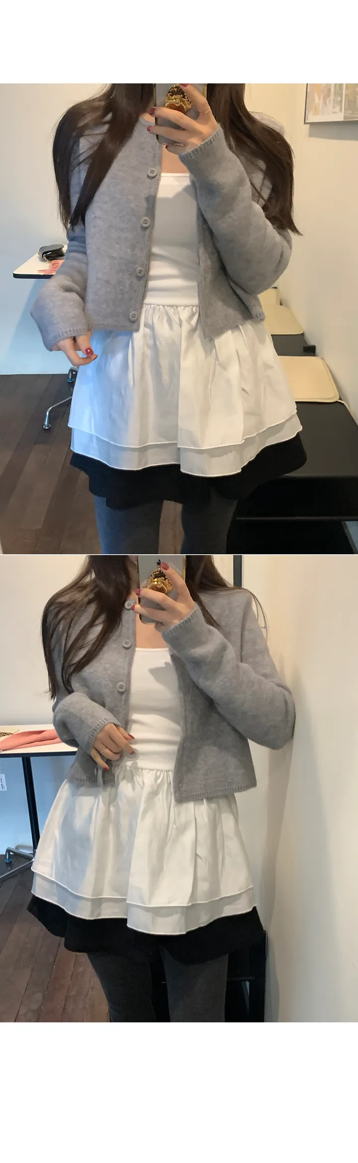 [주문폭주/사계절용] 플레어 레이어드 끈 나시 상세 이미지 12