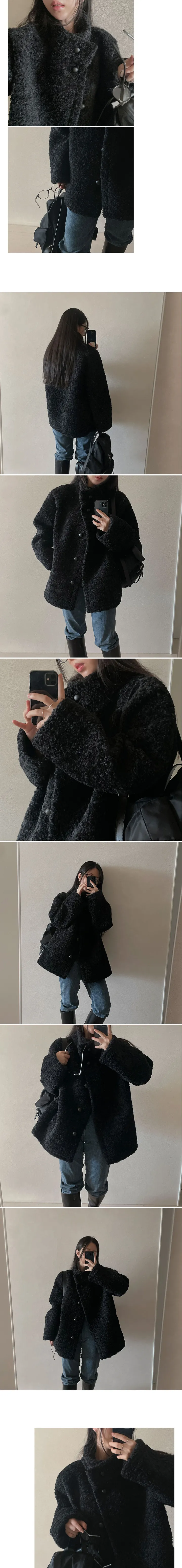 [힙덮기장/무스탕종결] 하이넥, 소프트 양털 하프 퍼 무스탕 상세 이미지 4