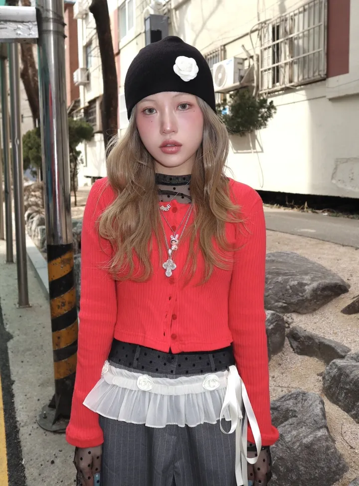 🖤 FLOWER B&W BEANIE 플라워 비니 (2 colors) 상세 이미지 15