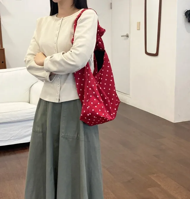 빈티지 도트 매듭 에코백 | 코지 가방 심플 빈티지백 보부상백 숄더백 대학생 캠퍼스룩 상세 이미지 21