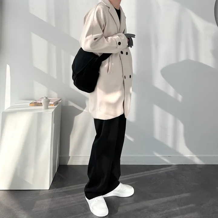 봄 가을 겨울 오버핏 하프 코트 미니멀 빅사이즈 아우터 남자트렌치라이크더블코트 상세 이미지 52