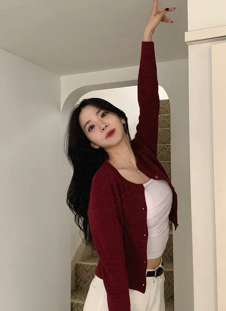 1+1할인🐰[루즈핏🤍] 베리 골지 라운드넥 가디건 상세 이미지 7