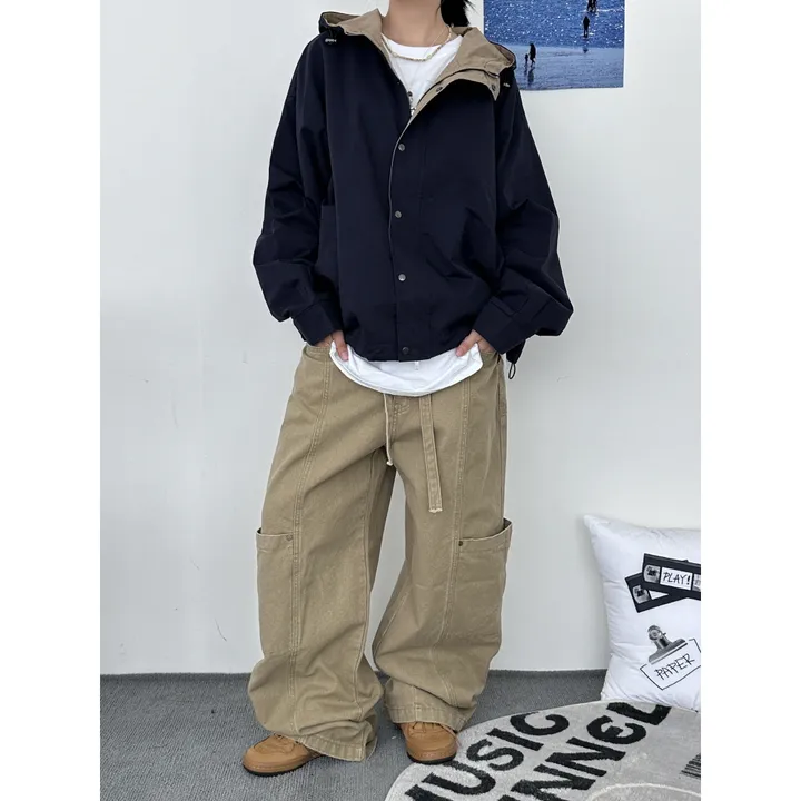 [UNISEX]라코 컬러 배색 포인트 빈티지 후드 야상 점퍼 자켓(3color) 상세 이미지 16