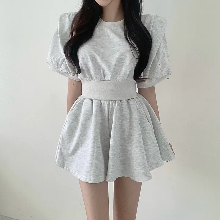 [치마바지/상하의SET] 로로 퍼프소매 반팔맨투맨 + 치마바지 투피스set 상세 이미지 21