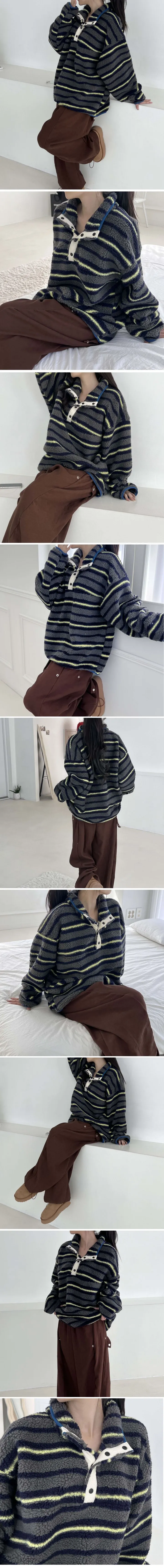 [왕오버핏💚/뽀글이]오버핏 단추 양털 아노락 2color 상세 이미지 11
