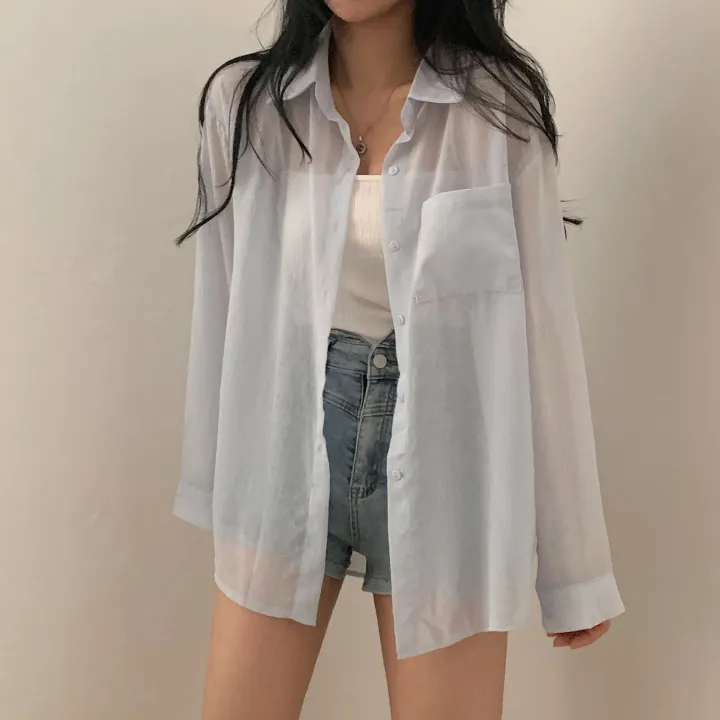[베스트재진행] 남심저격, 시스루 루즈핏 셔츠;4col 상세 이미지 2