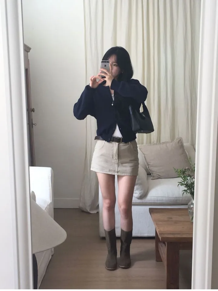롯지 데일리 라운드 긴팔 가디건 (7color) - 가을 겨울 니트 기본 심플 베이직 버튼 간절기 아우터 상세 이미지 6