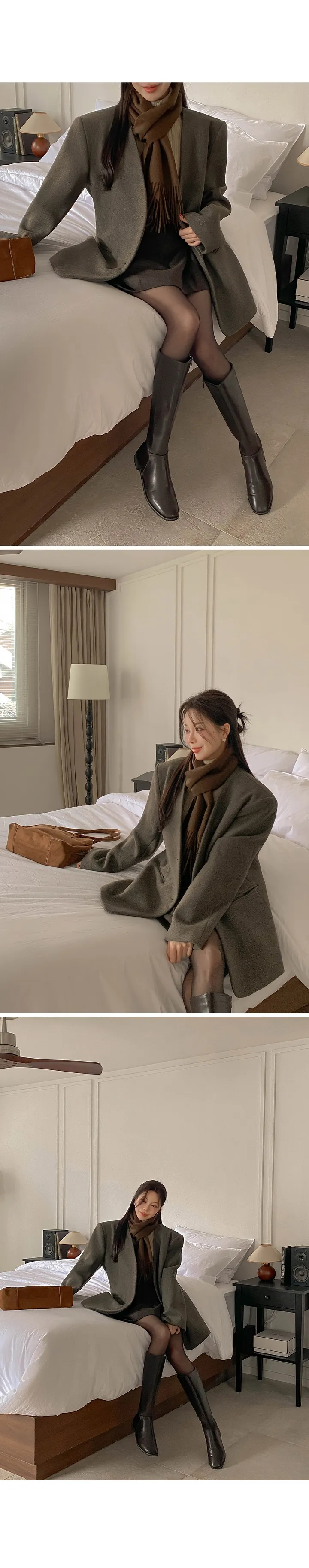 (필수소장추천/핏이뻐요/오버핏/데일리/꾸안꾸/스타일리시/울코트) 나트 퀼팅 노카라 박시 울코트 CT 상세 이미지 2