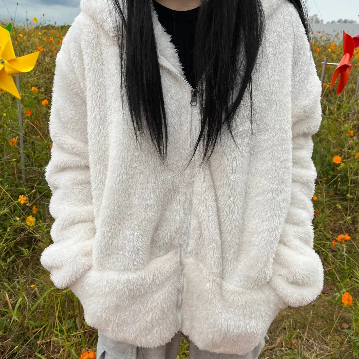 3size 남녀공용 커플룩 양털 후리스 후드집업 2color 상세 이미지 5