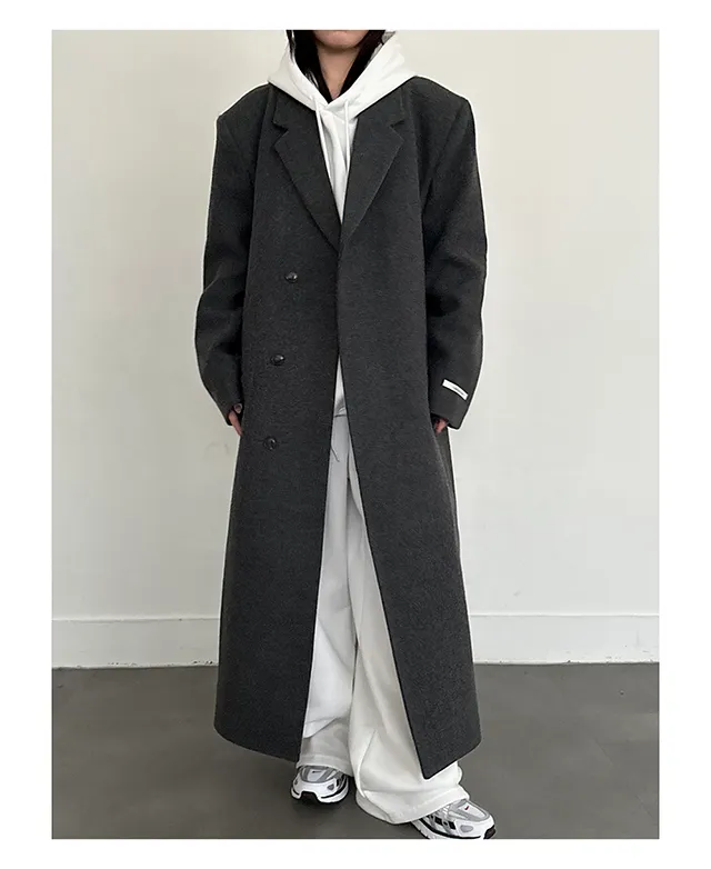 (Unisex) 카민 히든 롱 코트 (3color) 맥시 겨울코트 오버사이즈 울코트 남녀공용 상세 이미지 3