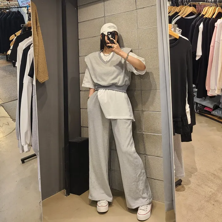 패드 브이넥조끼 와이드 세트 상세 이미지 13