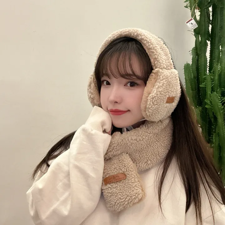 얼굴작아보여요🐑자체제작 스키장 모자 썰매장 양면착용 3컬러 귀도리 목도리 세트 머플러 귀마개 빅사이즈 겨울 포근 몽글몽글/ 상세 이미지 5