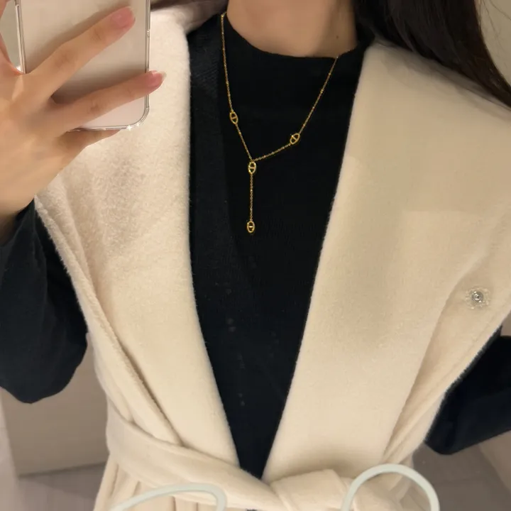 [고급] 도트 롱체인 레이어드 목걸이/써지컬스틸 상세 이미지 20
