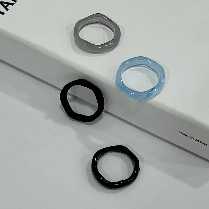 [색상추가/10pcs] 물결 마블 호마이카 아크릴 레이어드 반지 우정링 상세 이미지 19