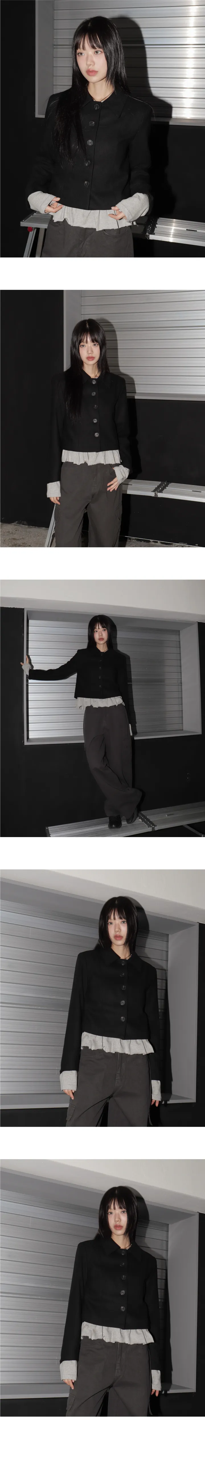 [봄ver추가🤍/MADE] 사에 베이직 피치기모 절개 카라 숏 자켓 상세 이미지 10