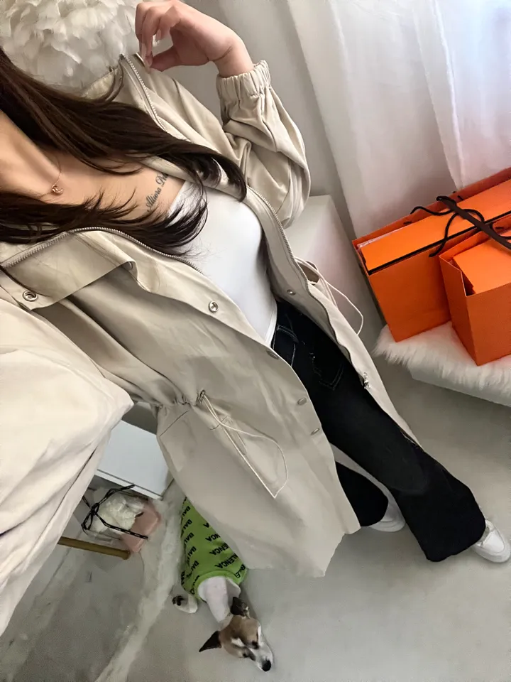 [⚡️당일출고⚡️/*남은수량마지막*] 휘뚜루마뚜루 데일리 허리 스트링 카라넥 롱 트렌치 코트 상세 이미지 14