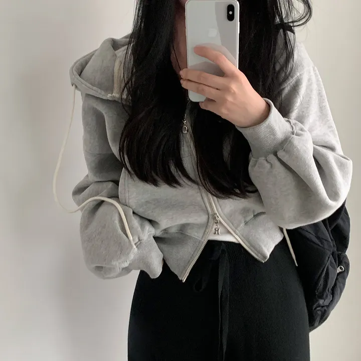 [완전인기✨/백염컬러 당일출고!] 자체제작 크치Made 꿈에 나온 핏, 투웨이 양기모 크롭 후드집업 ver 아우터 자켓 - zipup 상세 이미지 114