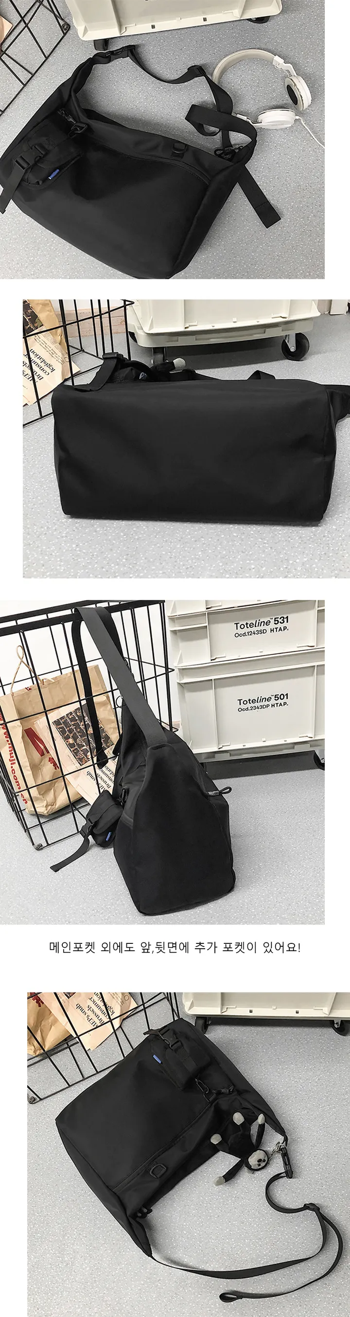 [당일출고/후기인증💕] 데일리 나일론 에어팟포켓 고릴라키링 메신저백 크로스백 상세 이미지 6