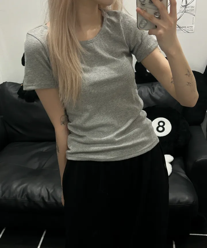 [🎀누적판매 2천장🎀] Butter slimfit u-neck short sleeve T 버터 슬림핏 유넥 반팔티 상세 이미지 15
