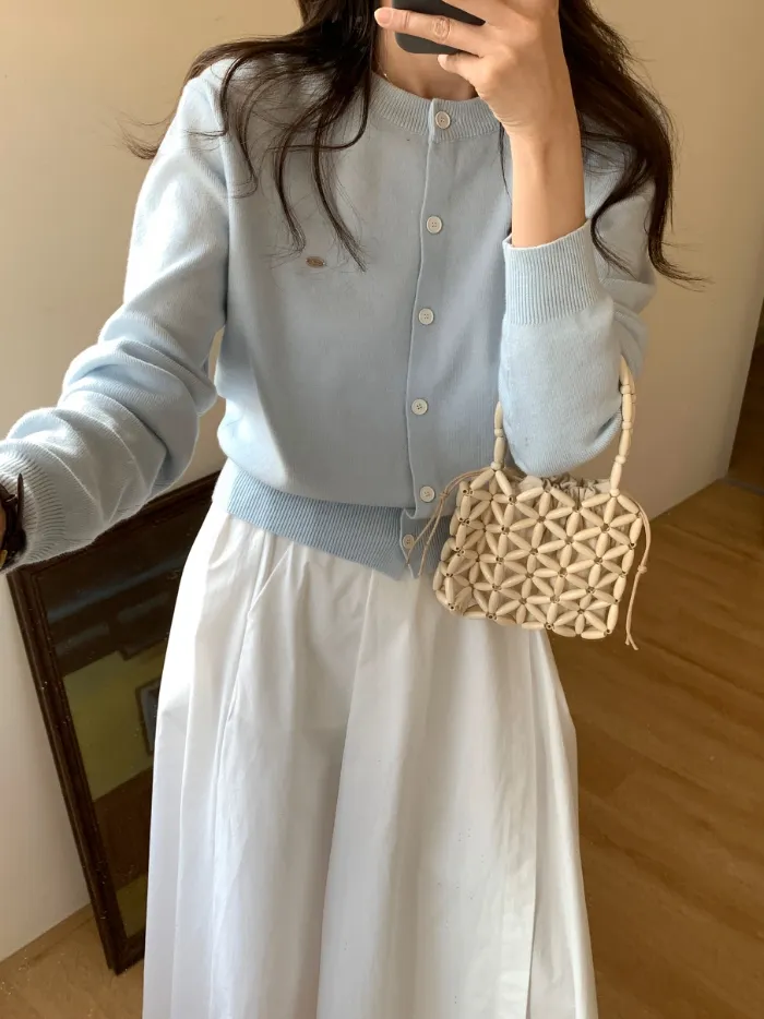 그니아❤️ 무지 베이직 데일리 라운드넥 가디건 6color 상세 이미지 46