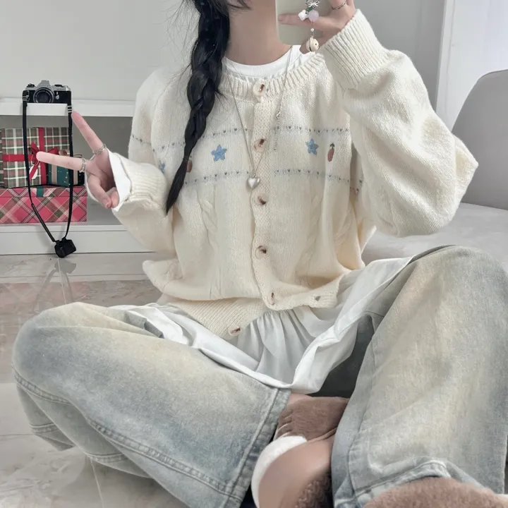 주문폭주🔥 [러블리~🧸/도토리🌰] 빈티지 자수 꽈배기 케이블 가디건 봄 가을 겨울 니트 상세 이미지 8