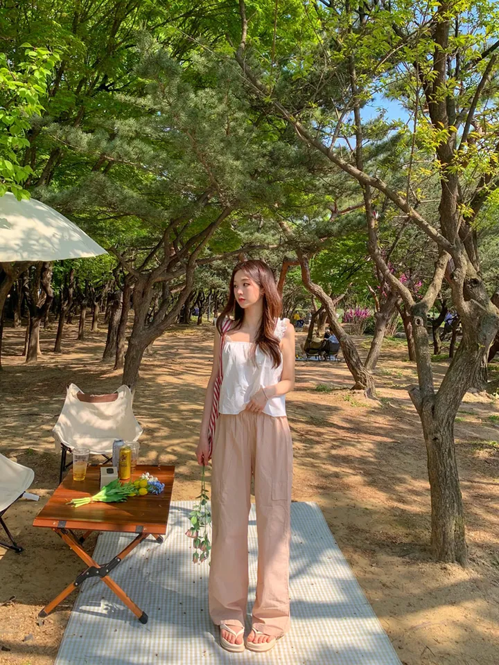 [묶음할인🎁간절기🤎롱&숏/진짜강추ㅠ] 아이스 바스락 나일론 썸머 카고 와이드 트레이닝 팬츠 하이웨스트 밴딩 봄 츄리닝 바지 냉장고 벚꽃룩 꽃놀이룩 개강여신 6COL 상세 이미지 21