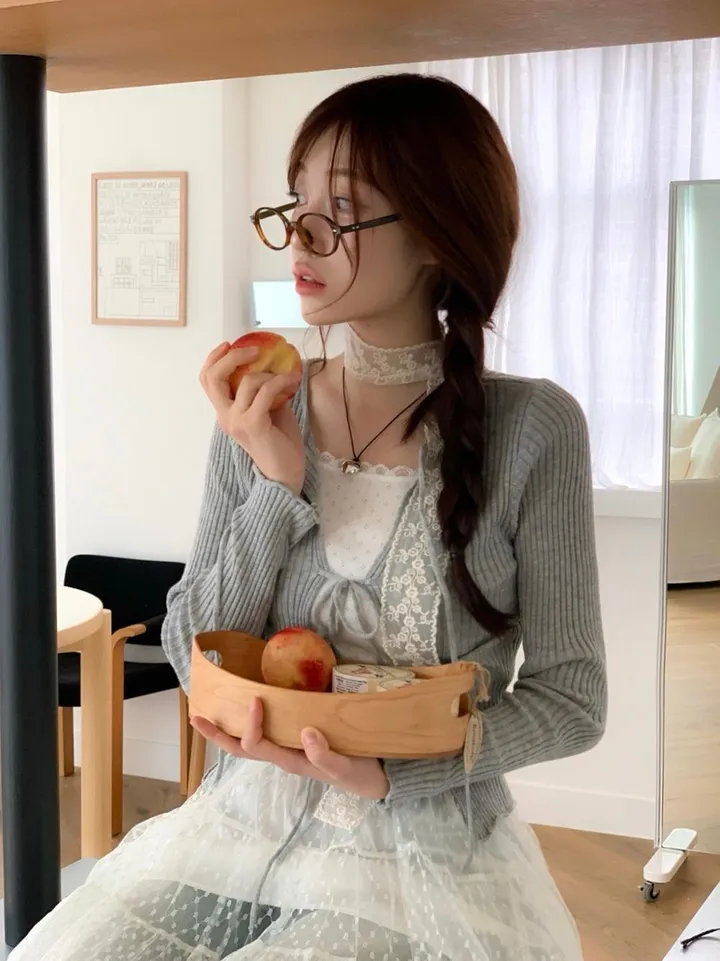 [리본스트랩ෆ허리쏘옥ෆ부드러워요]리제 여리 슬림핏 리본 트임 골지 니트 가디건 3color 상세 이미지 27