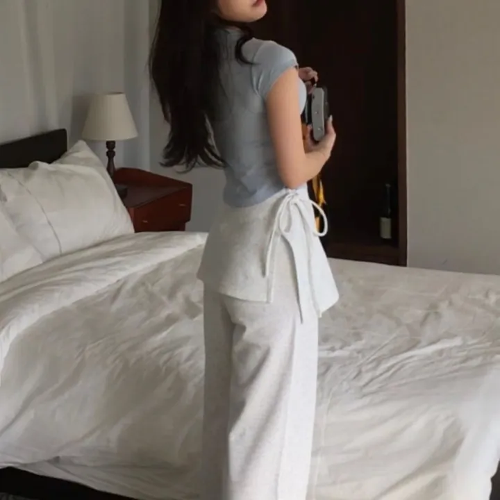 [꾸안꾸룩/핏보장] 가비 랩 스커트 + 트레이닝 와이드 치마 바지 상세 이미지 21