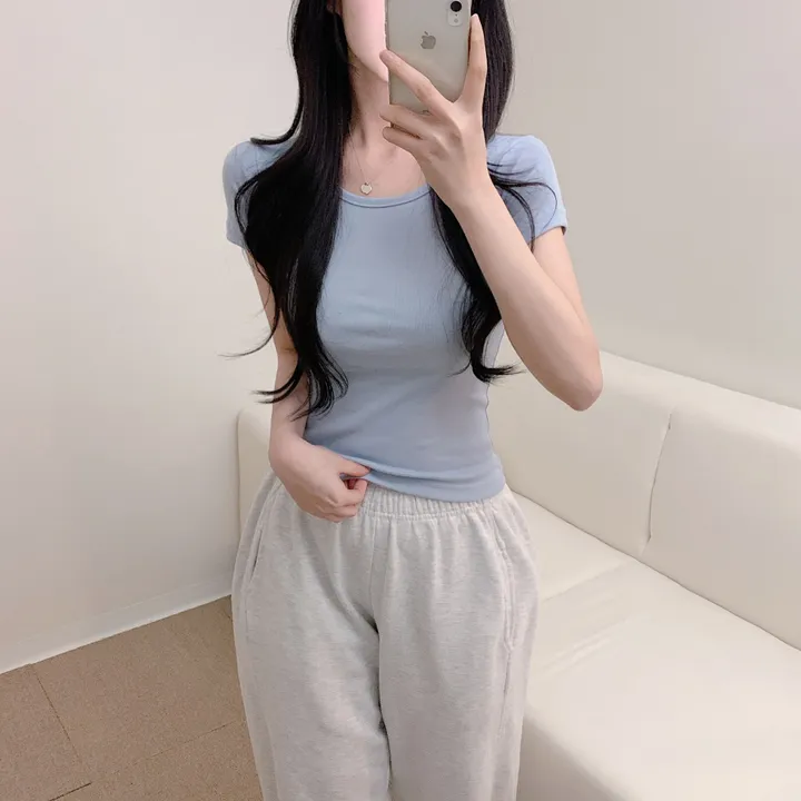 [-3kg/핏끝판왕!] 슬림핏 기본 무지 여리 반팔 티셔츠 (13color) 상세 이미지 10
