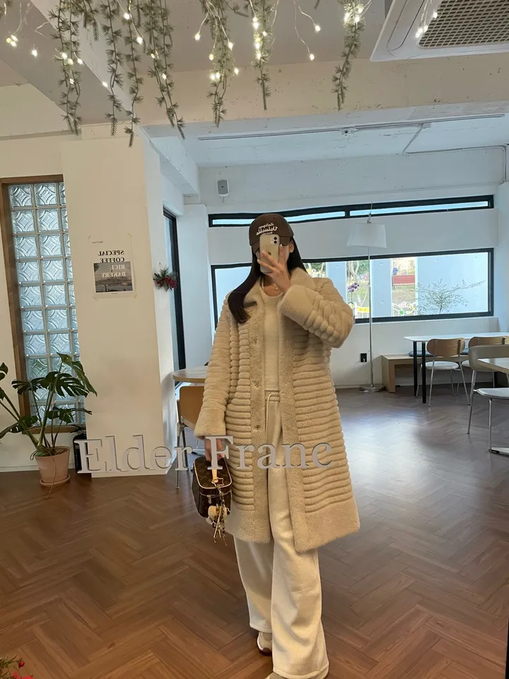 *신상할인!!/강추!!* 수입) TF 밍크 페이크 에코 퍼 세일러 하프 롱코트 자켓 무스탕 상세 이미지 15