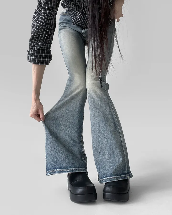 [~3XL/3기장] 뽀얀핏 스머징 텍스쳐 빈티지 워싱 쫀득 스판 부츠컷 데님 팬츠 바지 청바지 상세 이미지 18