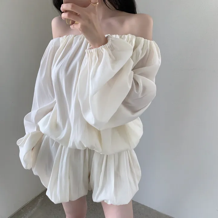 아브 볼륨 퍼프블라우스+ 밴딩 숏팬츠 투피스 상세 이미지 8