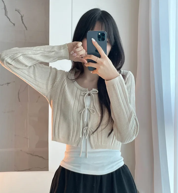 [주문폭주🤍/리본포인트!]  💘남심 저격해버릴 리스 쓰리리본 가디건 상세 이미지 36