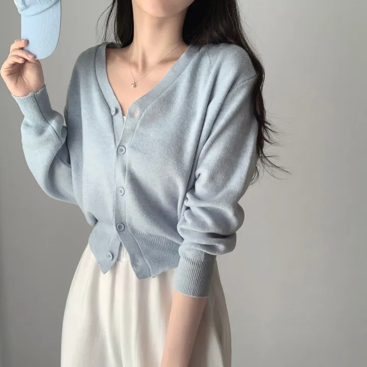 [인생가디건/10color] 머피 데일리 브이넥 무지 버튼 허리잘록 여리 니트 긴팔 가디건 상세 이미지 14