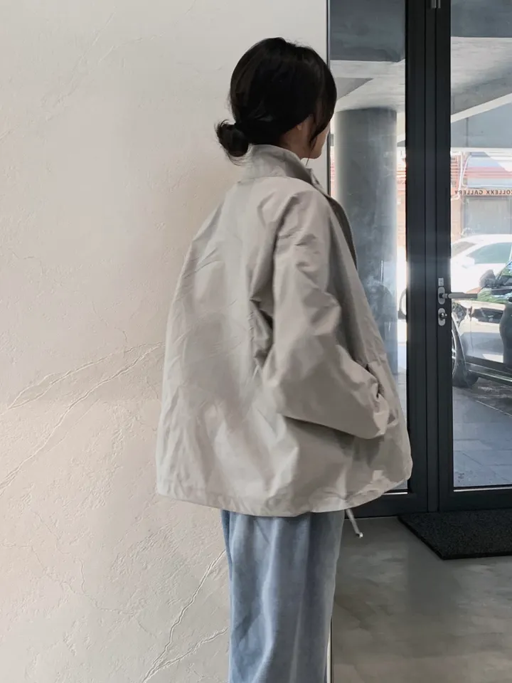 [트렌치 바람막이🤍/아우터맛집!] 트렌치바람막이 야상 하이넥 바람막이 숏트렌치 간절기아우터 데일리룩 숏야상 봄 자켓 오버핏자켓 상세 이미지 46